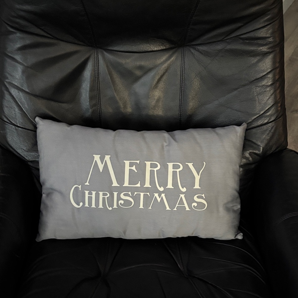Gray Merry Christmas Pillow
